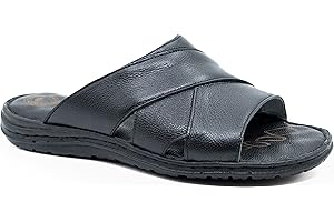 Lusco Sandals Mens Open Toe Full leather Comfort Indoor and Outdoor Summer Sliders T2