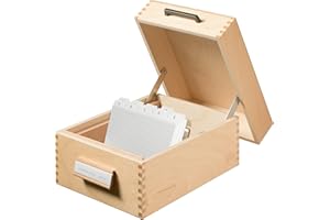 HAN 506, Wooden card filing box A6 landscape, for 900 cards, metal base/support plate, natural wood