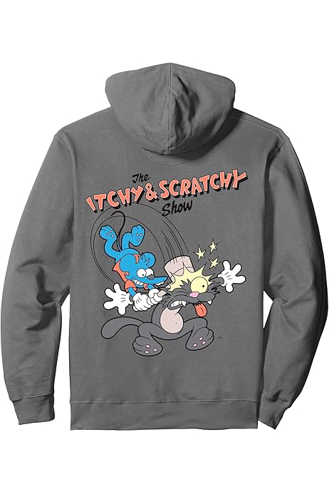 The Simpsons Itchy \u0026 Scratchy Hammer Classic Cartoon Mayhem Pullover Hoodie  : Amazon.co.uk: Fashion