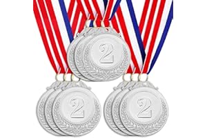 Santme 9 Pezzi Medaglie Premiazioni Metallo, Medaglia Oro Argento Bronzo con Nastro Collo Vincitore di Medaglie per Bambini Giochi Feste di Giorno la Giornata dello Sport 5.0cm