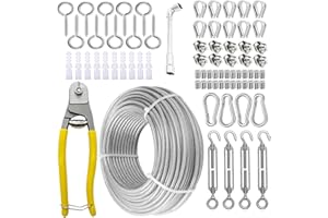 Zanmuk Garden Wire for Climbing Plants - 73 Pcs 35m Garden Stainless Steel Wire Heavy Duty with Turnbuckle Wire 3mm Fence Wire