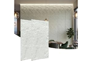 Suusolny Stenutseende 3D-väggpaneler 120 x 60 cm krämvit, 2 stycken (1,44 m²) tjocklek 3 cm mögelresistent och lättskött för