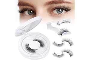 PHKERATA Magnetic Eyelashes Natural Look, Reusable Magnetic Lashes with Applicator 3D Magnetic False Eyelashes without Eyeliner, Wispy Fluffy Magnetic Lashes No Glue or Liner Needed (1 Pair Natural)