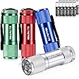 GEARLITE Small LED Torch, 4 Pack Small Torches LED Super Bright with 9 LEDs, Colorful Mini Pocket Torch Flashlight for Kids Adult Camping Hiking Outdoor Gifts, 12 AAA Batteries Pre-Installed