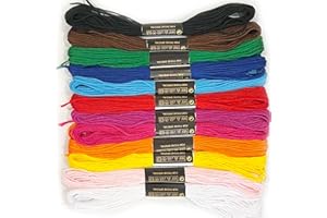 O5O2 12 Skeins Embroidery Threads, Coloured String, Cross Stitch Thread, Friendship Bracelets Embroidery Floss, Each Roll 8 Metres Long, for Knitting Cross Stitch Project, DIY Crafts