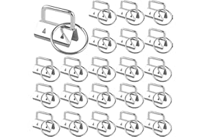 YILIYA Pack of 40 Key Ring Blanks 25 mm Lanyard Hardware Clamp Clasp Pendant Bracelet Hardware with Key Ring for DIY Handmade Lanyard Fabric (Silver)