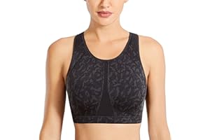 SYROKAN Women's Sports Bra for Large Breasts High Impact Full Coverage Padded Wireless Running Halter Neck Bra