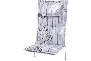 Kettler Polen KETTtex 0778 Auflage Hochlehner Rom grau Gemustert Schrift Sitzpolster 120x50x9 cm mit Kopfpolster