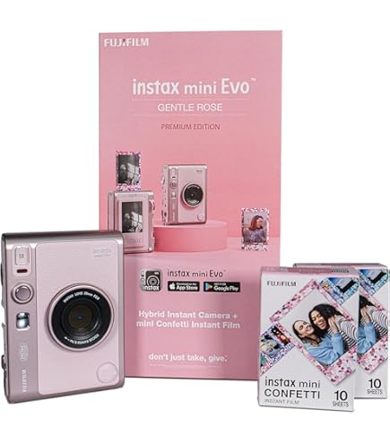 Fujifilm Instax Mini 8+ (Strawberry) Instant Film Camera + Self
