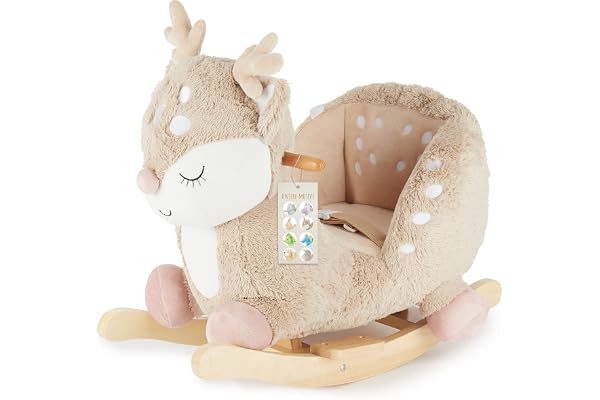 Bieco Lapin à bascule en peluche, 60 cm | Chaise à bascule pour enfant avec ceinture de sécurité | Bascule pour bébé | Bascule pour petit enfant | Bascule animal à bascule à partir de 9 mois | Cheval