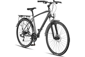 Licorne Bike Vélo de trekking 28 pouces, avec frein à disque en aluminium, 21 vitesses - VTT - Vélo cross(pour homme, titane)