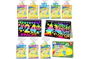 ZMLM Carte a Gratter Dessin Enfant Party Favors: Rainbow Scratch Art Notebook Paper Notepad Kid Toy Art Craft Kit Art Supply pour filles Garçons Cadeau Age 3-10 ans Cadeau d’anniversaire (Jaune 24PCS)