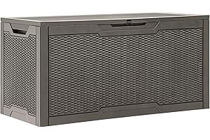 YITAHOME Boîte de rangement en résine de 370 litres, résistante aux intempéries, verrouillable pour intérieur et extérieur pour fournitures et articles essentiels, taupe