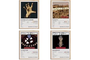 OMLE System of a Down Posters Music Album Cover Signed Limited Posters Prints Canvas Wall Art Room Aesthetic Set of 4 for Teen and Girls Dorm Music Classroom Decor 8x12 inch Unframed
