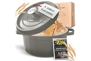 Ottia Cocotte en fonte, 26 cm, 5 litres, émail de qualité supérieure, cocotte avec couvercle, tous types de feux (y compris induction), passe au four