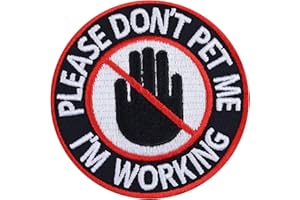 EXPRESS-STICKEREI Écusson Thermocollant "Please don't pet me - I'm working" - Écusson pour chien d'assistance à repasser | Applique pour laisse/harnais/bandana | 75x75mm