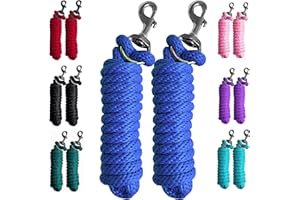 Majestic Ally Confezione da 2 solide corde in poliestere per cavalli e bestiame, lunghezza 3,5 m e spessore 1,5 cm, chiusura a scatto sostituibile, realizzata a mano, morbida, rotta al tatto (blu