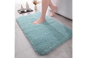 chakme Tappetino da bagno antiscivolo, 43 x 61 cm, in morbida microfibra, lavabile, per la casa, il bagno, la camera da letto e la lavanderia, colore: verde blu