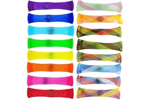LMOGWL 16pcs mélange de Couleurs tressé Tube en Maille avec marbre Jouet sensoriel Jouet en Maille Bout des Doigts Jouet anxiété Relief Jouet décompression Jouet Extrusion Jouet (16 Couleurs)