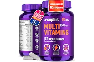 SUPLINT Supplément Multivitaminé | Complexe avec Vitamine A C D E K1 B, Zinc & Chrome | Pour Cheveux, Peau, Ongles et Apport Quotidien | Hommes & Femmes | Sans Gluten, Végétalien | 60 Gélules