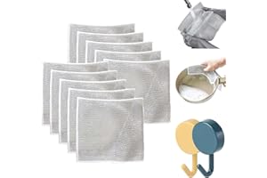 Gienslru Chiffons à Vaisselle en Fil métallique Polyvalents pour humides et secs, torchon Multifonctionnel Anti-Rayures, récure et nettoie pour la Vaisselle (7.87in, 10pièces)