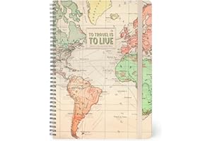 Legami - Quaderno a Righe con Spirale - Formato A4, Spiral Notebook Maxi, Contiene 1 Foglio di Adesivi, 160 Pagine Staccabili, in Carta FSC, Elastico di Chiusura, 21 x 29 cm, Tema Travel