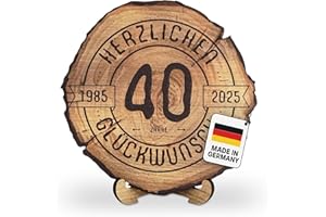‎DARO DESIGN DARO Design – Baumscheibe mit Gravur für 40. Geburtstag – Geburtstags Geschenk aus Holz – Hochwertige Holz Geschenke mit Gravur ideal für Geburtstag – Dicke 6mm, Durchmesser 20cm – Made in Germany