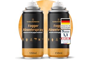 ‎PANTEER Fogger Abwehrspray – Abwehrmittel gegen Insekten – Mit Zitroneneukalyptusöl – Wirkt gegen Schaben, Flöhe, Motten, Milben, Wanzen & mehr – Insekten Vernebler – Made in Germany (2x150ml)