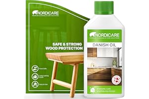 Danish Oil for Wood by Nordicare - Danish Oil Underlines The Natural Structure of The Wood (Oak, Cherry, Pine and More) - Wood Oil for Wooden Worktops - Made in Denmark (500ml)