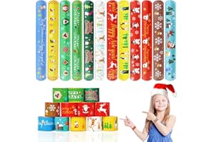 SHOWHEEL 36 piezas Pulseras Slap de Navidad,Banda de Pulsera Fiesta,Slap Pulseras de Juguete,Pulseras Bofetada,Slap Pulseras de Juguete para Niños,para niños fiesta de cumpleaños,Navidad