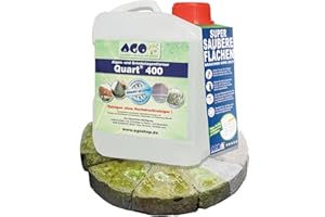 AGO® Quart Green Plaque Remover for Façade Wood, Plastic Roof Tiles, Stone, Plaster, Awning, Concrete, and Much More, Chlorine and Acid-Free, Lichen and Algae Remover Concentrate