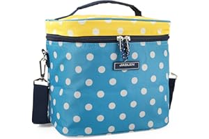 Jaslen - Bolsa Termica Porta Alimentos - Bolsa Comida Trabajo. Bolsa Nevera Porta Alimentos - Bolsa Comida. Bolsa Nevera. Bolsa Termica Comida. Fiambreras, Azul Vaquero-Amarillo