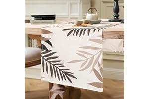 ETOLISHOP Runner da Tavolo Moderno in Poliestere Foglie Marrone Runner Tavolo Decorazioni 40x140cm