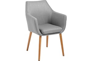 AC Design Furniture Lore - Krzesło z podłokietnikami (pokryte sztuczną skórą, nogi dębowe) Retro szary