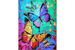 Miquans Art 5D Diamond Painting，Peinture Diamant Adulte,Papillon Murale Décoration Complet,couleur (30x40cm) Peinture Broderie Diamant Painting Kit Complet Pour
