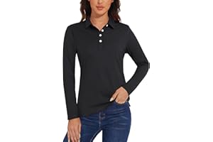 TACVASEN Women's Long Sleeve Polo Tops Golf Quick Dry Lightweight Tennis Shirts UPF 50+ Sun Protection Shirt with 4-Buttons