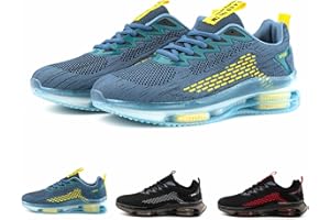 Hitmars Chaussure Running Homme Basket Course Sport Tennis Fitness Chaussures de Sport Gym Outdoor Casual Respirante Confort Sneakers Homme Noir Bleu Rouge EU 39-48