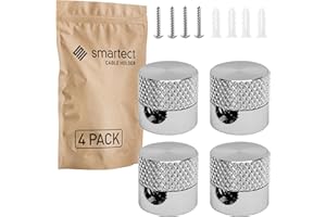 smartect Decentratore da Parete e Soffitto in Alluminio per Cavi [4 Pezzi, Ondulato, Metallo] Gancio da soffitto con viti e tasselli, Supporto in superficie per il tuo progetto fai-da-te