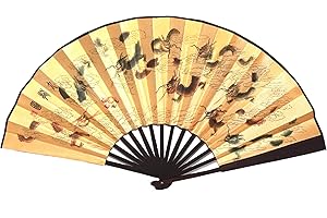 AAF Nommel ® Echter chinesischer Hand- Deko Fächer aus Seidenkarton Motiv Drachen, Nr. 028