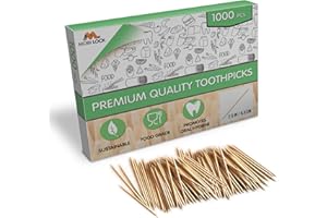 1000 Pièces Cure-Dents en Bambou - Bâtonnets en Bois à Double Pointe - Pour l’Hygiène Personnelle, les Brochettes d’Apéritif, Cocktail, les Cure-Dents ou les Loisirs Créatifs - par Mobi Lock