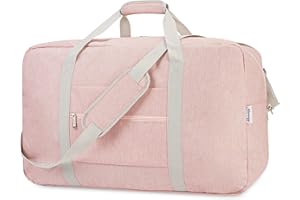 Narwey Handgepäck Tasche für Flugzeug Faltbare Reisetasche Damen Weekender Bag Sporttasche Damen Herren Handgepäck Koffer Groß 60L(Rosa)