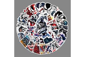 LYLSDSB Venom Lot de 50 autocollants en vinyle super héros graffiti autocollants pour ordinateur portable, voiture, moto, skateboard, ordinateur, bagages, imperméables, pour enfants et adultes