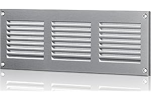 ABOUT VENT 300x100mm Grille de Ventilation en Acier Inoxydable avec Moustiquaire - Grilles d'aération Métallique