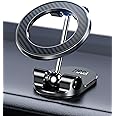 YOSH Mag-Safe Car Mount, Magnetic Dashboard Phone Holder for Cars, Alloy Folding & Strongest N55 Magnets for Audi Mercedes Mini Cooper Tesla Screen BMW & iPhone 16/15/14/13/12 & Mag-Safe Cases