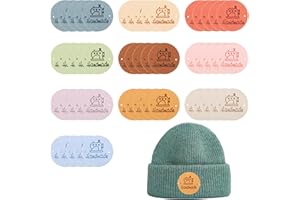 worahroe Handmade Label zum annähen, handgefertigte Etiketten 50 Stück, handgefertigte Wildleder-Etiketten Kunstleder-Etiketten Nähen Stricken DIY Dekoration Zeichen 2,5 cm, 10 Farben