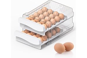 Deecam Eierbehälter,eier aufbewahrung 40 eier,eierbehälter für kühlschrank, Eierbox Kunststoff für Frische Eier für Kühlschrank,Eierschublade, Eierablage(1 Stück) Transparent, Weiß