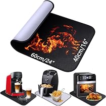 2 Tappetini Resistente Al Calore 60x60 Cm - In Fibra Di Vetro E Silicone, Per Cucina, Friggitrice, Macchina Caffè