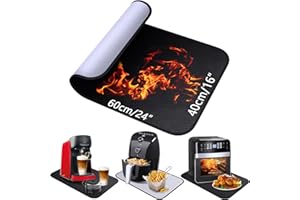 ALCKIJY 40x60cm Tappetino antincendio in fibra di vetro e silicone per il piano del tavolo|tappetino resistente al calore per friggitrice ad aria macchina da caffè microonde|antiscivolo impermeabile ignifugo