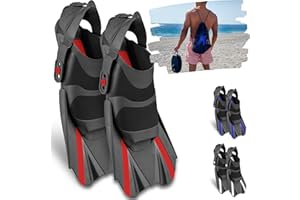 Khroom Regulowane krótkie płetwy do nurkowania, z torbą do zawieszenia, rozm. 36-47, krótkie płetwy do pływania dla dorosłych, kobiet i mężczyzn, płetwy do nurkowania