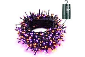 Joomer Halloween Decorations Lights Outdoor, 20M/66Ft 200 LED Orange Purple Fairy Lights Battery Operated, 8 Modes LED Halloween Decor Outdoor Waterproof with Auto Timer for Indoor Garden Party